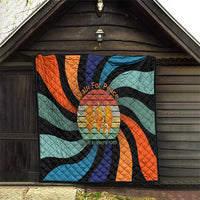 Buddhist Monks Walk For Peace Quilt with Retro Sunset Swirl Pattern