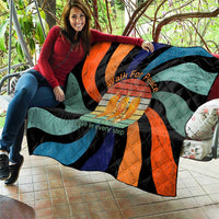 Buddhist Monks Walk For Peace Quilt with Retro Sunset Swirl Pattern