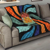 Buddhist Monks Walk For Peace Quilt with Retro Sunset Swirl Pattern
