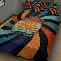 Buddhist Monks Walk For Peace Quilt Bed Set with Retro Sunset Swirl Pattern
