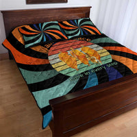 Buddhist Monks Walk For Peace Quilt Bed Set with Retro Sunset Swirl Pattern