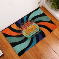 Buddhist Monks Walk For Peace Rubber Doormat with Retro Sunset Swirl Pattern