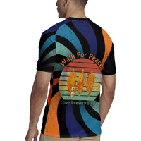 Buddhist Monks Walk For Peace Rugby Jersey with Retro Sunset Swirl Pattern