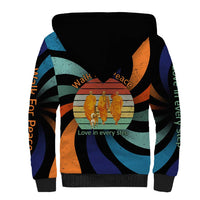 Buddhist Monks Walk For Peace Sherpa Hoodie with Retro Sunset Swirl Pattern