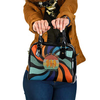 Buddhist Monks Walk For Peace Shoulder Handbag with Retro Sunset Swirl Pattern