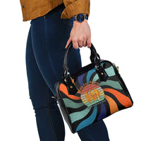Buddhist Monks Walk For Peace Shoulder Handbag with Retro Sunset Swirl Pattern