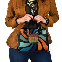 Buddhist Monks Walk For Peace Shoulder Handbag with Retro Sunset Swirl Pattern