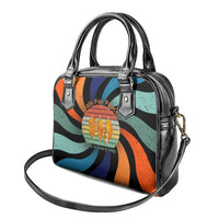 Buddhist Monks Walk For Peace Shoulder Handbag with Retro Sunset Swirl Pattern