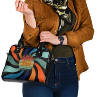 Buddhist Monks Walk For Peace Shoulder Handbag with Retro Sunset Swirl Pattern