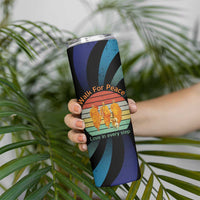 Buddhist Monks Walk For Peace Skinny Tumbler with Retro Sunset Swirl Pattern