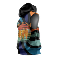 Buddhist Monks Walk For Peace Sleeveless Hoodie with Retro Sunset Swirl Pattern