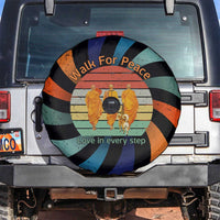 Buddhist Monks Walk For Peace Spare Tire Cover with Retro Sunset Swirl Pattern