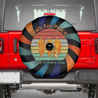 Buddhist Monks Walk For Peace Spare Tire Cover with Retro Sunset Swirl Pattern