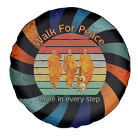 Buddhist Monks Walk For Peace Spare Tire Cover with Retro Sunset Swirl Pattern