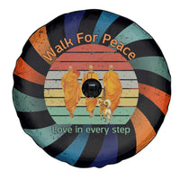 Buddhist Monks Walk For Peace Spare Tire Cover with Retro Sunset Swirl Pattern