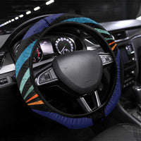 Buddhist Monks Walk For Peace Steering Wheel Cover with Retro Sunset Swirl Pattern