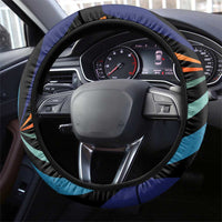 Buddhist Monks Walk For Peace Steering Wheel Cover with Retro Sunset Swirl Pattern