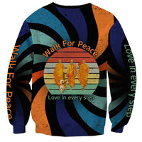 Buddhist Monks Walk For Peace Sweatshirt with Retro Sunset Swirl Pattern