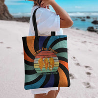 Buddhist Monks Walk For Peace Tote Bag with Retro Sunset Swirl Pattern