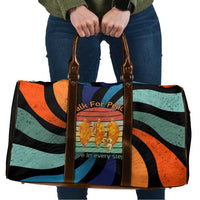 Buddhist Monks Walk For Peace Travel Bag with Retro Sunset Swirl Pattern
