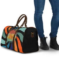 Buddhist Monks Walk For Peace Travel Bag with Retro Sunset Swirl Pattern