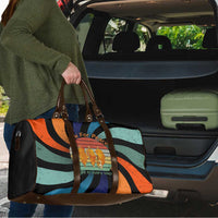 Buddhist Monks Walk For Peace Travel Bag with Retro Sunset Swirl Pattern