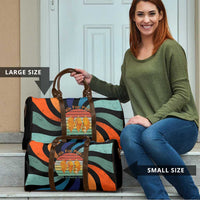 Buddhist Monks Walk For Peace Travel Bag with Retro Sunset Swirl Pattern