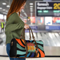 Buddhist Monks Walk For Peace Travel Bag with Retro Sunset Swirl Pattern