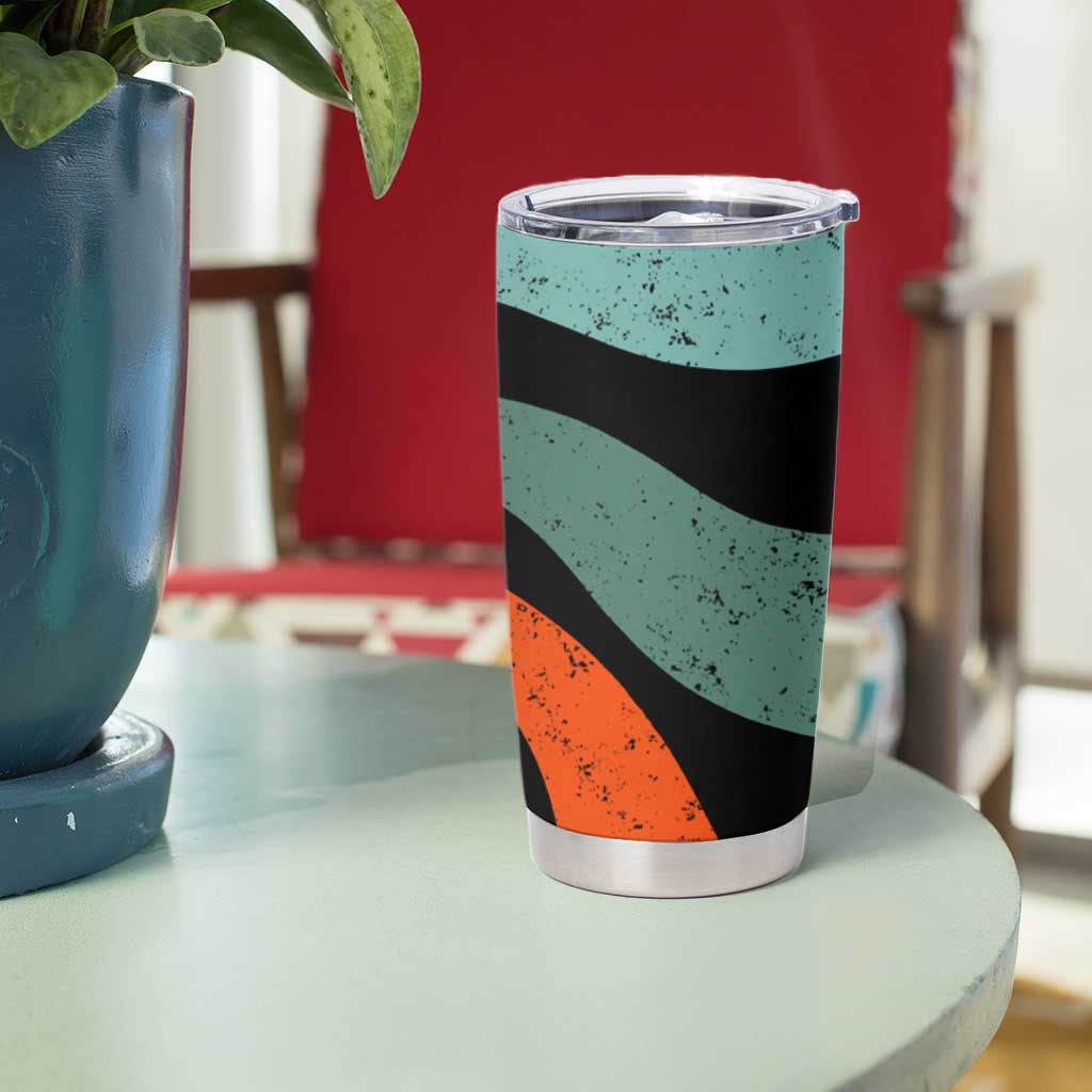 Buddhist Monks Walk For Peace Tumbler Cup with Retro Sunset Swirl Pattern
