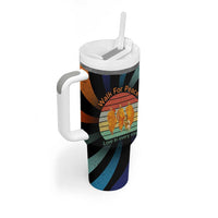 Buddhist Monks Walk For Peace Tumbler With Handle with Retro Sunset Swirl Pattern