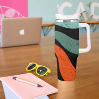 Buddhist Monks Walk For Peace Tumbler With Handle with Retro Sunset Swirl Pattern