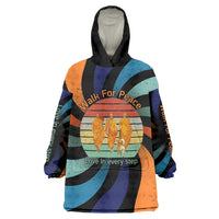 Buddhist Monks Walk For Peace Wearable Blanket Hoodie with Retro Sunset Swirl Pattern