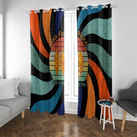 Buddhist Monks Walk For Peace Window Curtain with Retro Sunset Swirl Pattern