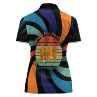 Buddhist Monks Walk For Peace Women Polo Shirt with Retro Sunset Swirl Pattern