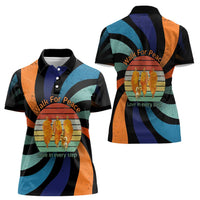 Buddhist Monks Walk For Peace Women Polo Shirt with Retro Sunset Swirl Pattern
