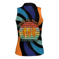Buddhist Monks Walk For Peace Women Sleeveless Polo Shirt with Retro Sunset Swirl Pattern