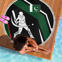 Pakistan Cricket Beach Blanket Sporty Style with Flag Colors & Player Illustration