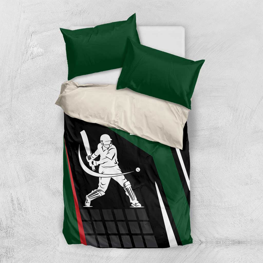 Pakistan Cricket Bedding Set Sporty Style with Flag Colors & Player Illustration