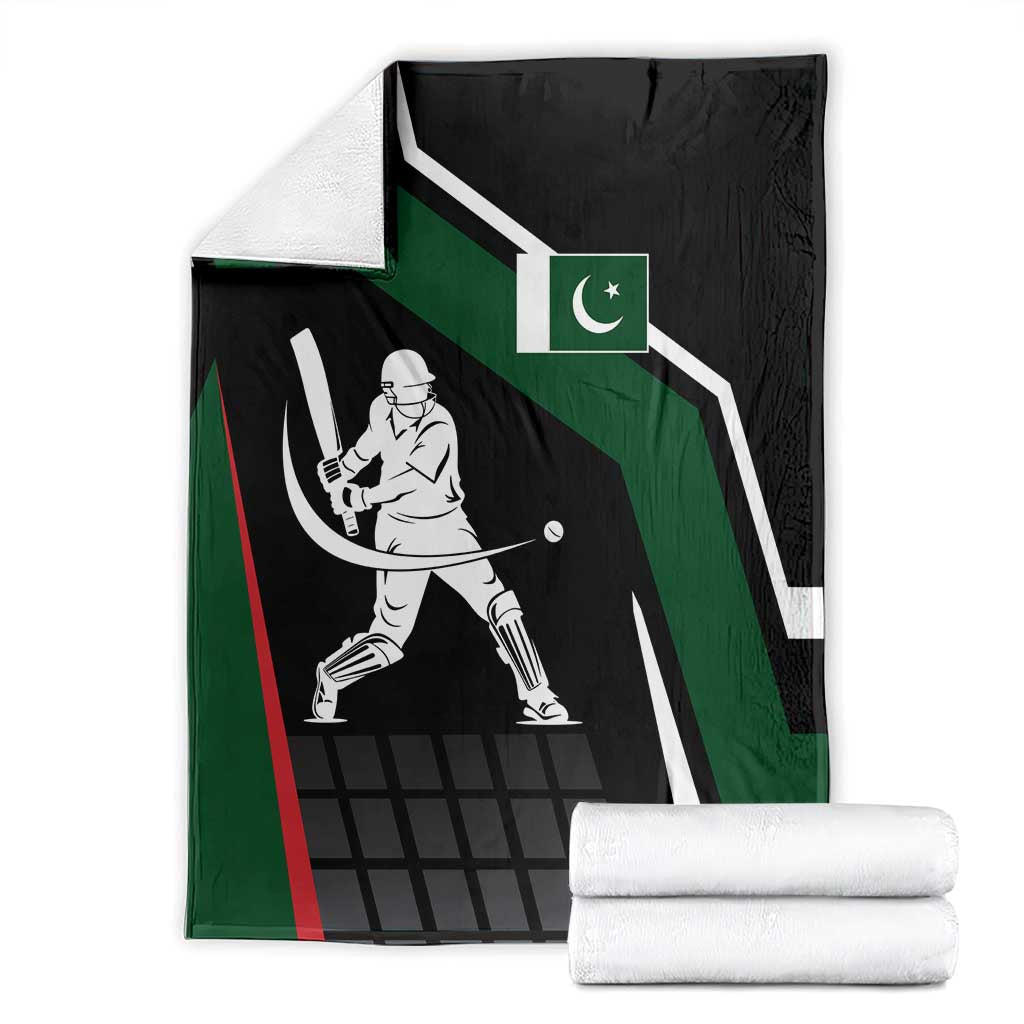 Pakistan Cricket Blanket Sporty Style with Flag Colors & Player Illustration