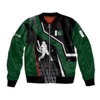 Pakistan Cricket Bomber Jacket Sporty Style with Flag Colors & Player Illustration