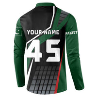 Pakistan Cricket Button Sweatshirt Sporty Style with Flag Colors & Player Illustration