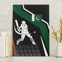 Pakistan Cricket Canvas Wall Art Sporty Style with Flag Colors & Player Illustration