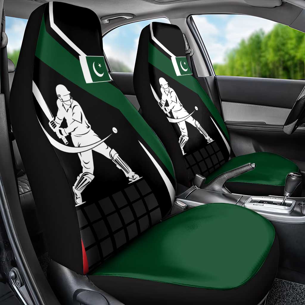 Pakistan Cricket Car Seat Cover Sporty Style with Flag Colors & Player Illustration