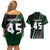 Pakistan Cricket Couples Matching Off Shoulder Short Dress and Hawaiian Shirt Sporty Style with Flag Colors & Player Illustration