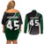 Pakistan Cricket Couples Matching Off Shoulder Short Dress and Long Sleeve Button Shirt Sporty Style with Flag Colors & Player Illustration