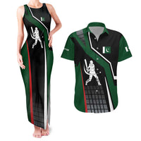 Pakistan Cricket Couples Matching Tank Maxi Dress and Hawaiian Shirt Sporty Style with Flag Colors & Player Illustration