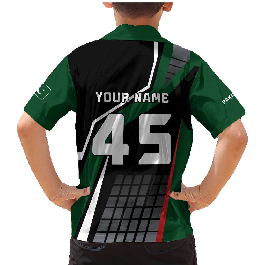 Pakistan Cricket Family Matching Mermaid Dress and Hawaiian Shirt Sporty Style with Flag Colors & Player Illustration