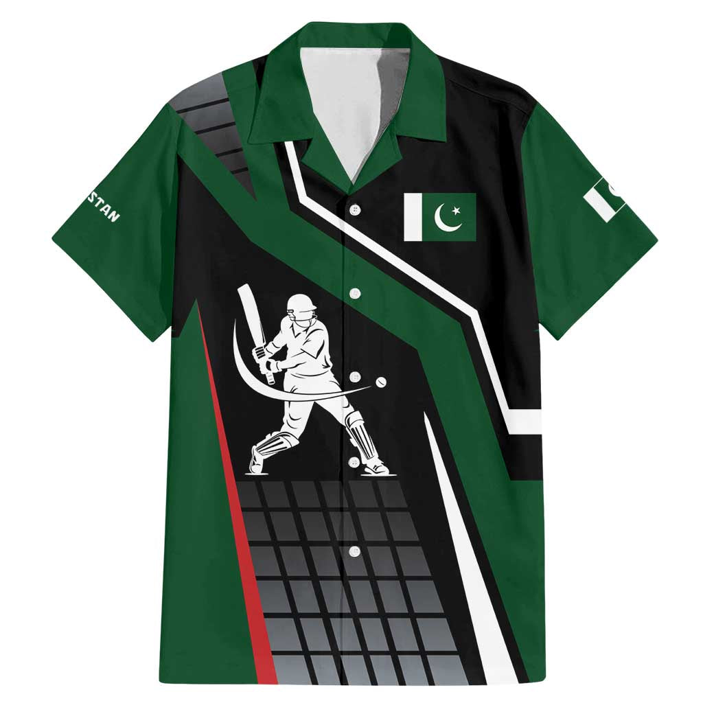 Pakistan Cricket Family Matching Mermaid Dress and Hawaiian Shirt Sporty Style with Flag Colors & Player Illustration