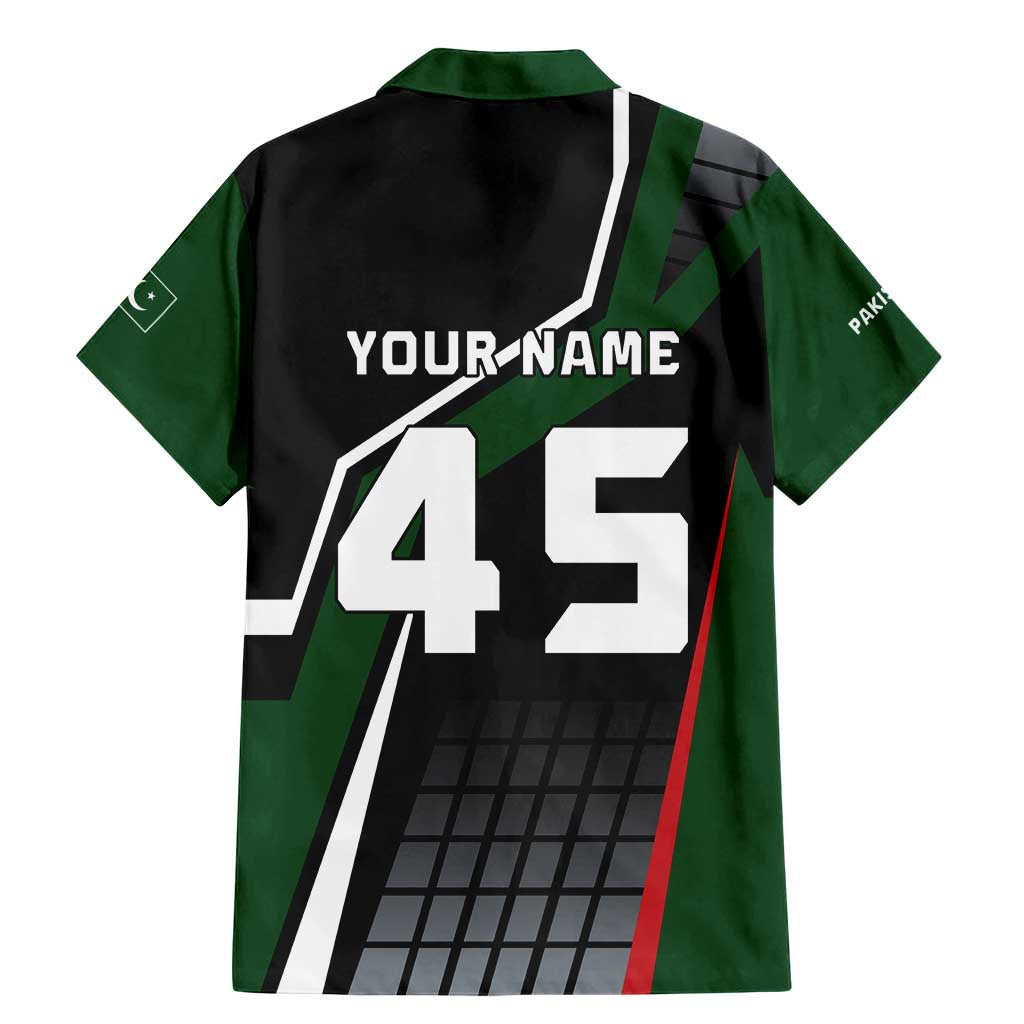 Pakistan Cricket Family Matching Mermaid Dress and Hawaiian Shirt Sporty Style with Flag Colors & Player Illustration