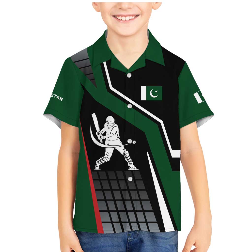 Pakistan Cricket Family Matching Mermaid Dress and Hawaiian Shirt Sporty Style with Flag Colors & Player Illustration
